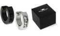 Sutton by Rhona Sutton Sutton Stainless Steel Two-Tone Cz Huggie Earring Set